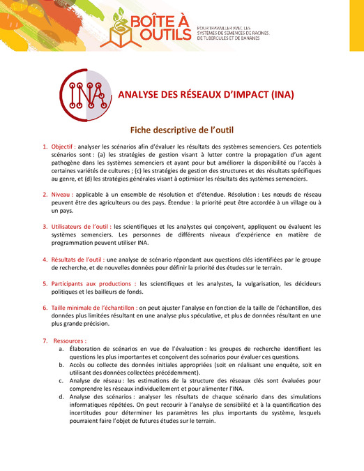 Fiche descriptive de l’outil Analyse des réseaux d’impact (INA)