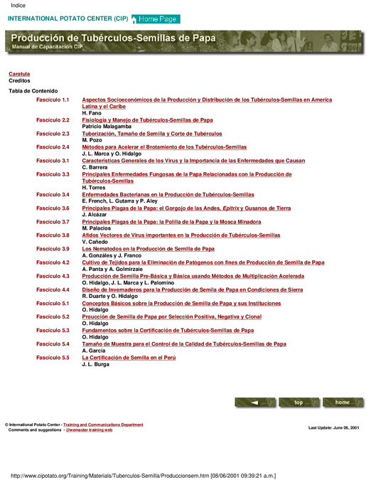 Producción de tubérculos-semillas de papa: Manual de capacitación CIP