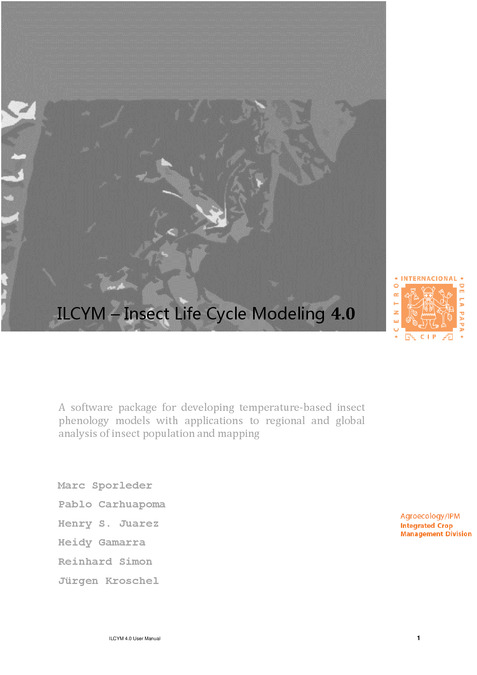 ILCYM - Insect Life Cycle Modeling. A software package for developing temperature-based insect phenology models with applications for local, regional and global analysis of insect population and mapping