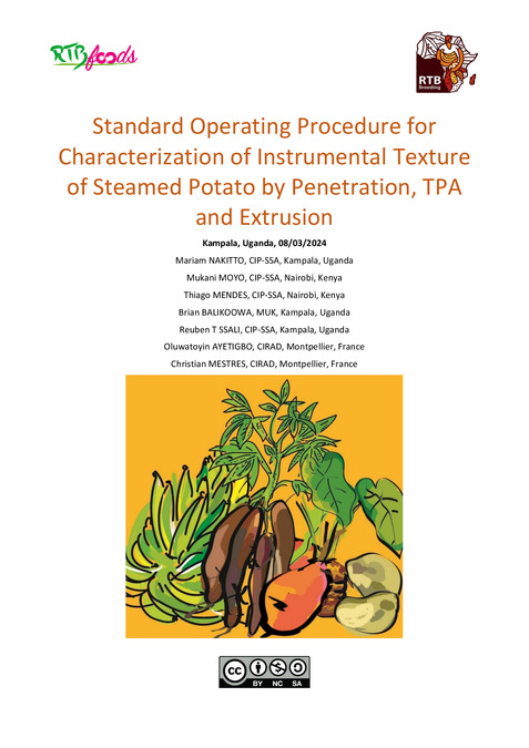 Standard operating procedure for characterization of instrumental texture of steamed potato by penetration, TPA and extrusion
