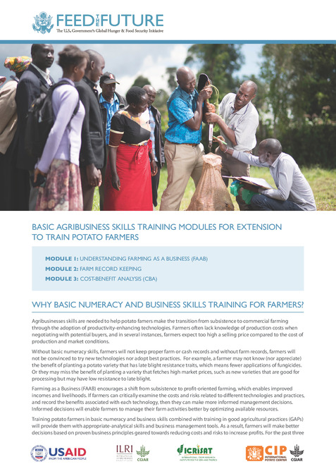 Basic Agribusiness Skills Training Modules for Extension to Train Potato Farmers